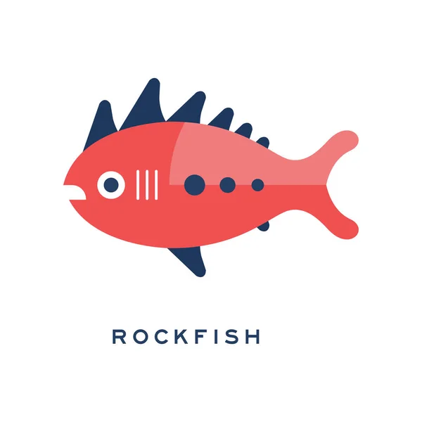Peixes rochosos, peixes marinhos estilo plano geométrico vetor de design Ilustração — Vetor de Stock