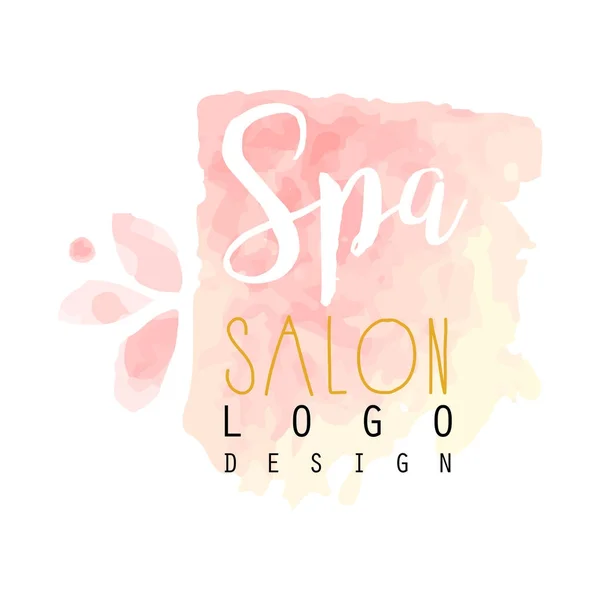 Spa salon logo délicat design original, pour salon de beauté ou centre. Étiquette texturée avec une couleur rose douce . — Image vectorielle