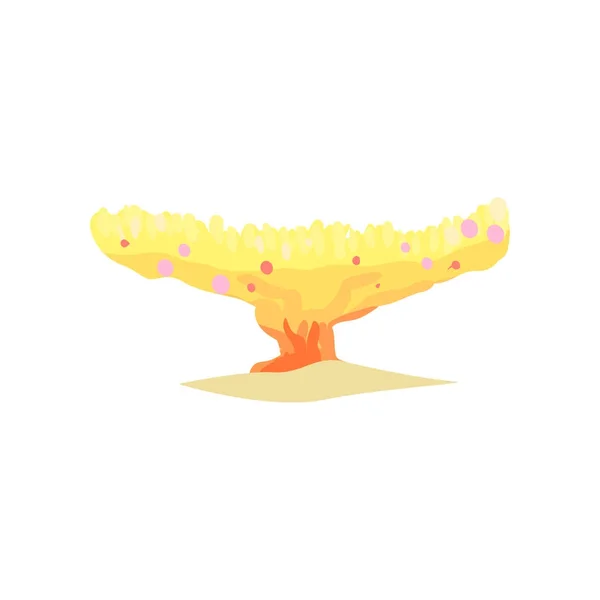 Coral amarillo en forma de placa de arrecifes tropicales. Acuario plano o elemento de diseño del mundo submarino — Vector de stock