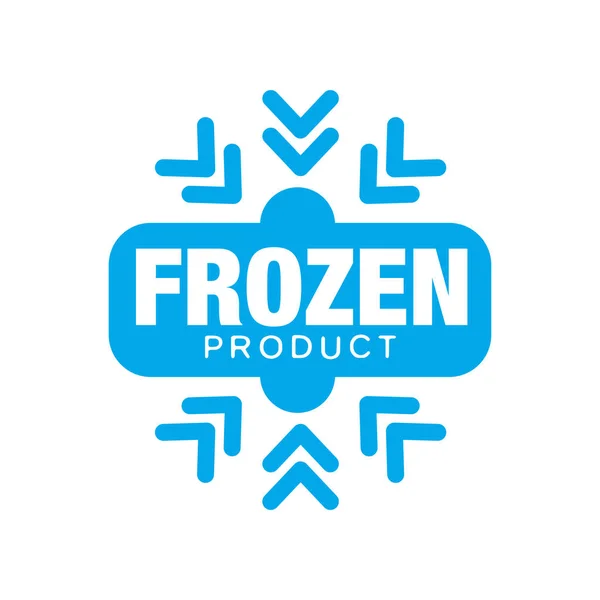 Bevroren product, sticker voor de menselijke voeding met sneeuwvlok teken vector illustratie — Stockvector