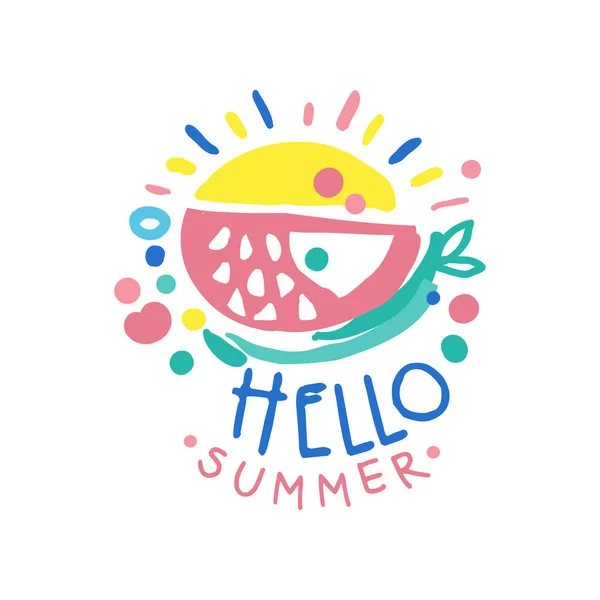 Witam lato logo, ilustracji wektorowych kolorowe ręcznie rysowane etykiety sezon lato — Wektor stockowy