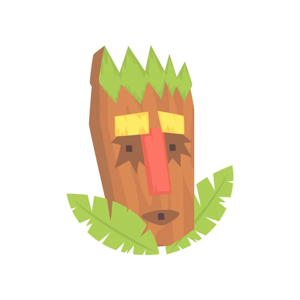 Tropická Tiki mask, kmenové totem kreslené vektorové ilustrace — Stockový vektor