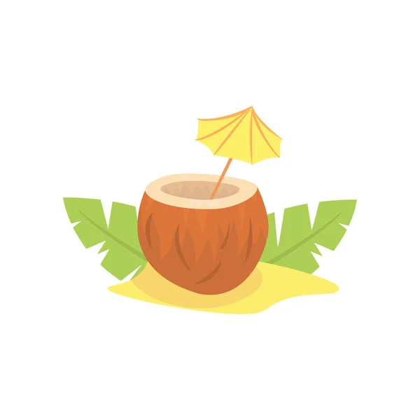 Екзотичний кокосовий коктейль мультфільм Векторні ілюстрації — стоковий вектор