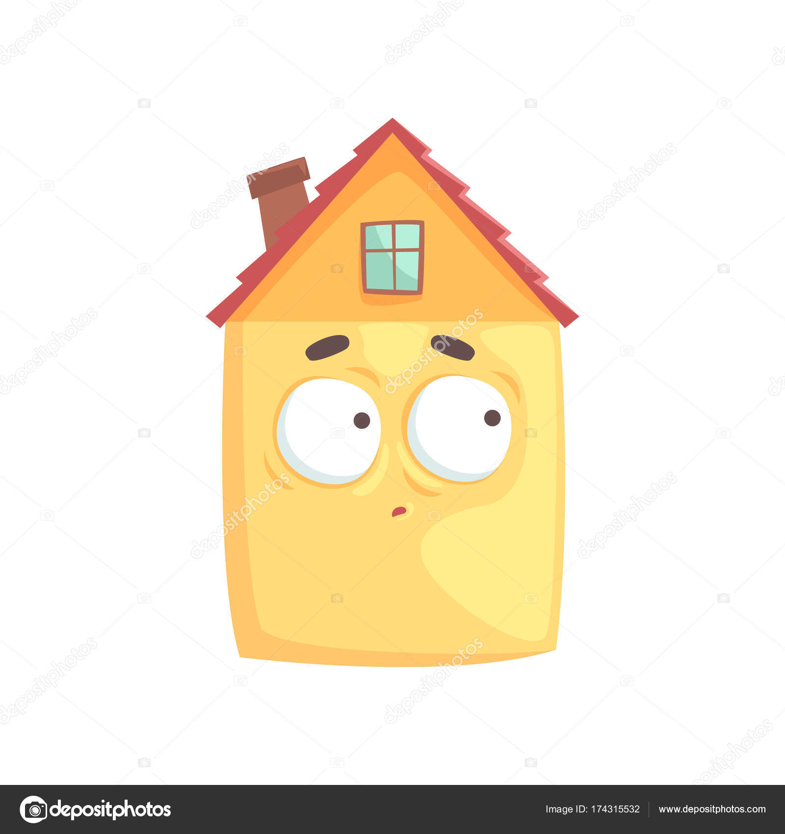 その顔 面白い顔文字ベクトル図に困惑した表情でかわいい家の漫画のキャラクター ストックベクター C Topvectors