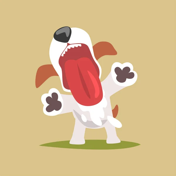 Jack russell puppy character with open mouth, cute funny terrier vector illustration — Stock Vector