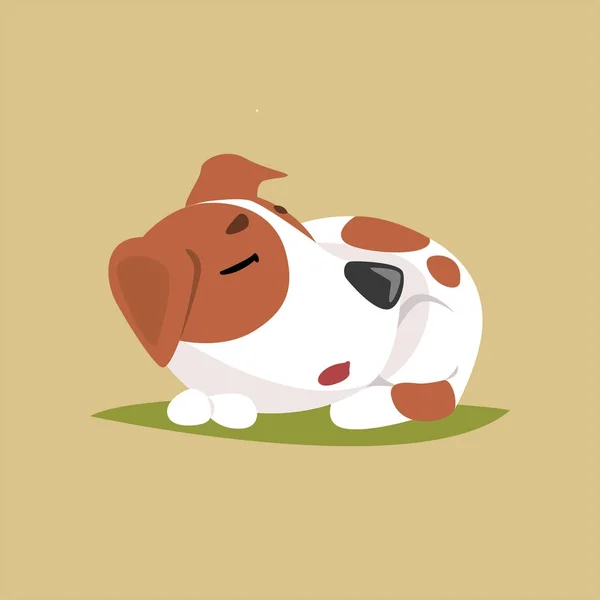 Jack russell puppy character sleeping, cute funny terrier vector illustration — Stock Vector