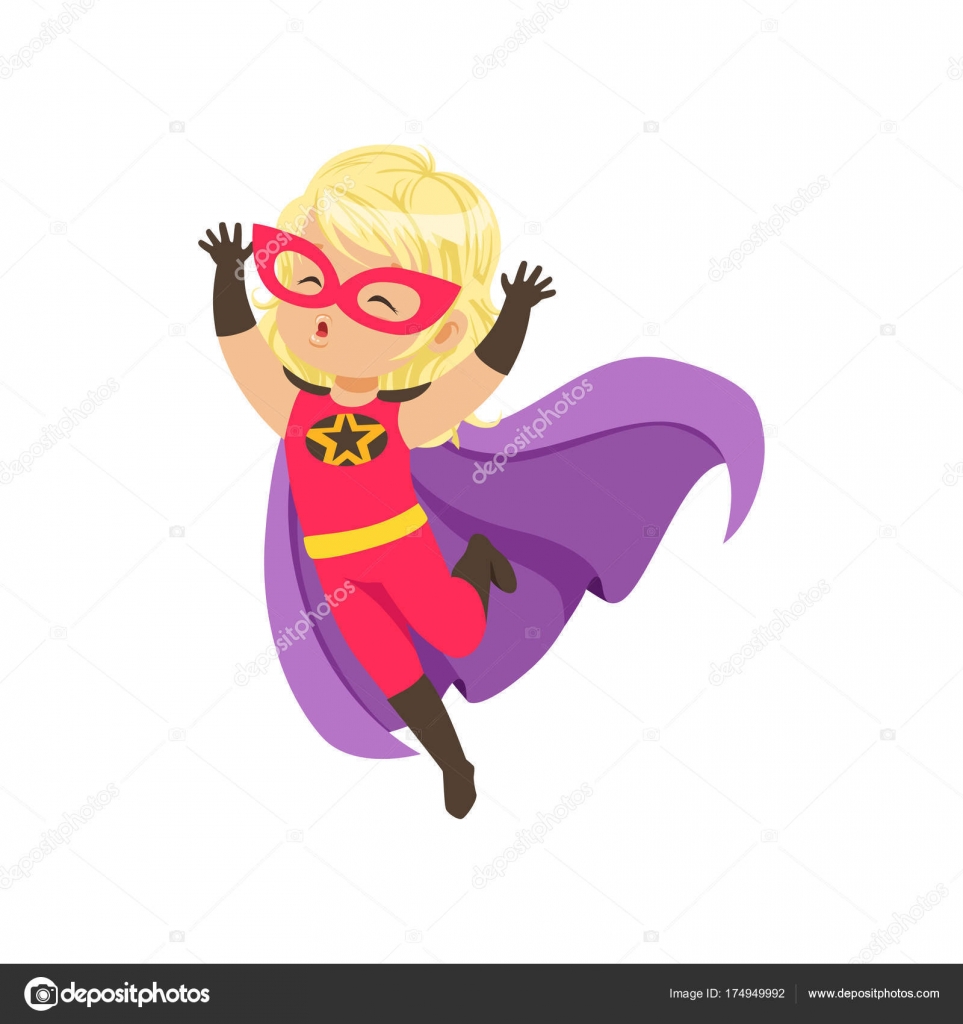 Kid Comique Brave Fille En Costume De Super Héros Rouge Avec - 