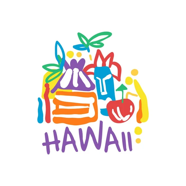 Exotic summer vacation logo of Hawaii beach — Stock Vector