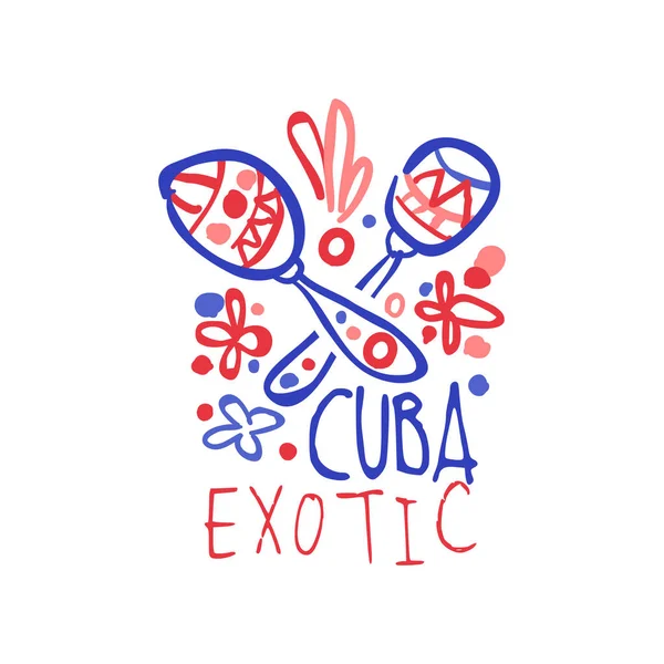 Экзотическое лето Куба путешествия логотип с маракасами — стоковый вектор