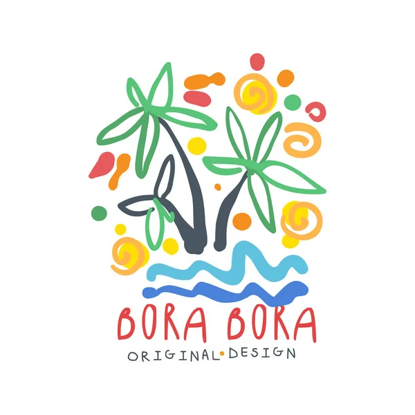 Exotic summer Bora Bora logo de viaje — Vector de stock