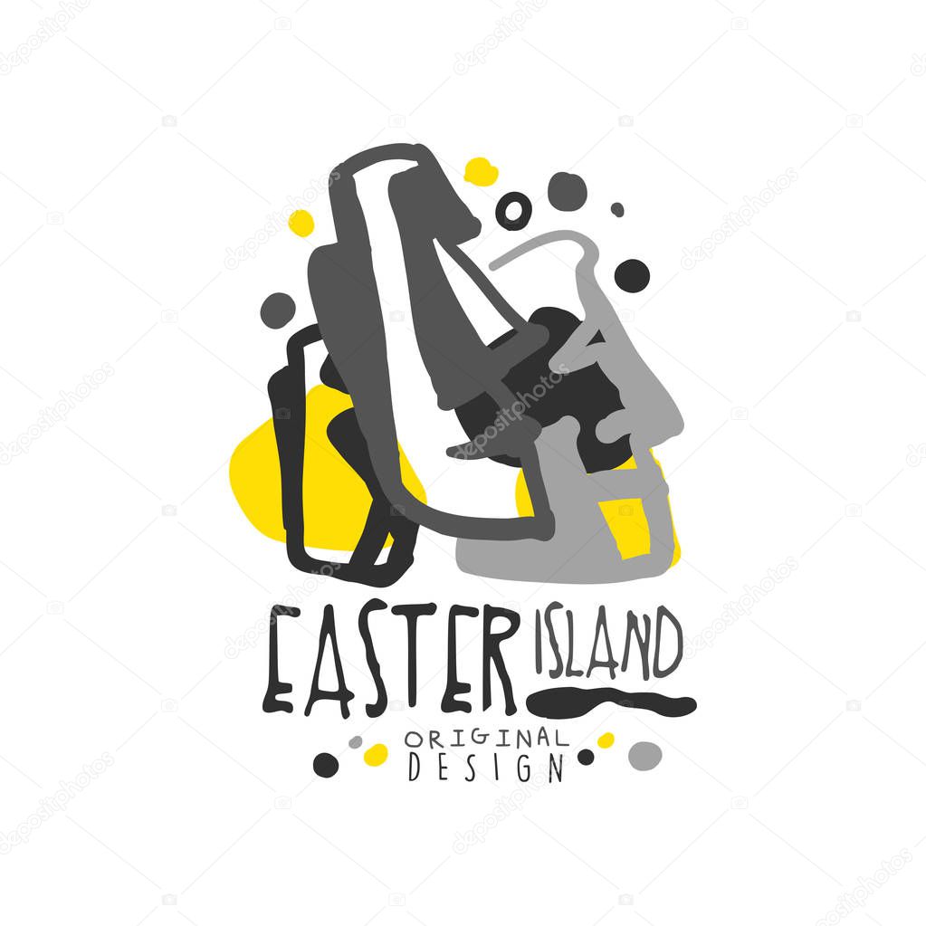 Exotic Easter Island summer vacation logo