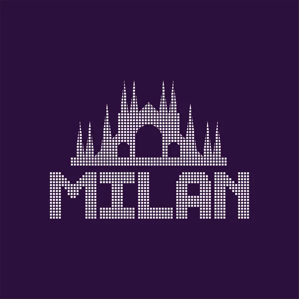 Ursprungliga logotypen av Milano city med bildtext. Domkyrkans arkitektur, berömda monument i Italien. Landmärke-ikonen. Grafisk designmall. Isolerade vektorillustration — Stock vektor