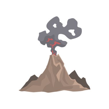 Volkan Erüpsiyonu, tehlikeli vulcan vektör çizim uyanış