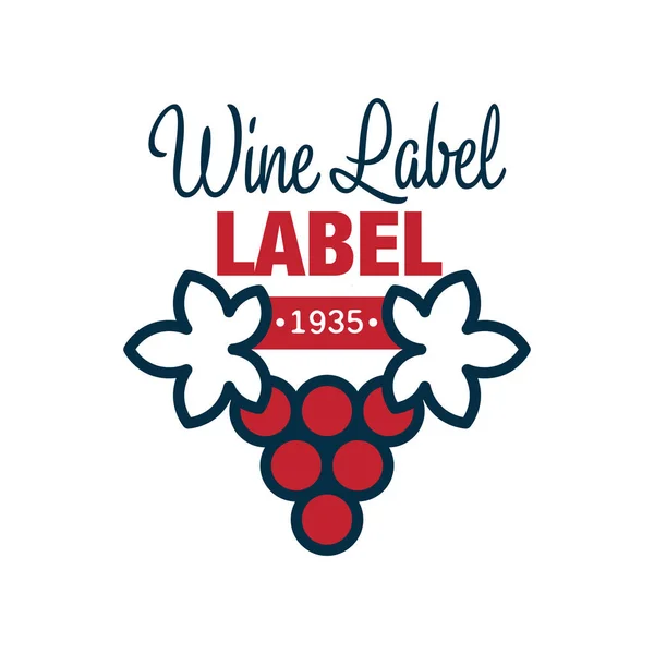 Wine label, 1935, natural top quality product red and blue logo, design element for menu, winery logo package, winery branding and identity vector Illustration — Stock Vector