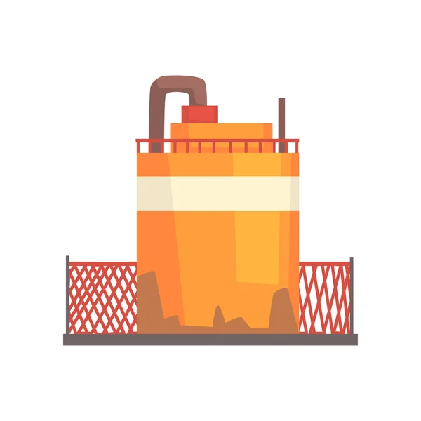 Serbatoio in metallo arancione, illustrazione vettoriale del contenitore di stoccaggio industriale — Vettoriale Stock