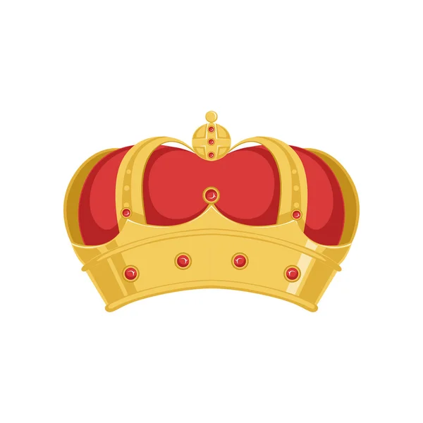Zlatý papež nebo král korunovat korunou s červeným sametem a drahé kameny vektorové ilustrace — Stockový vektor
