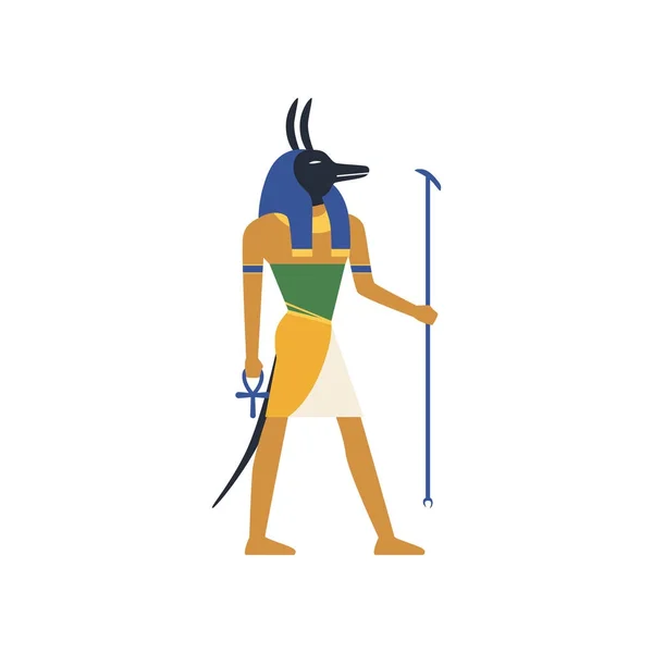 Anubis, de god van de dood, de oude Egyptische cultuur vector illustratie — Stockvector