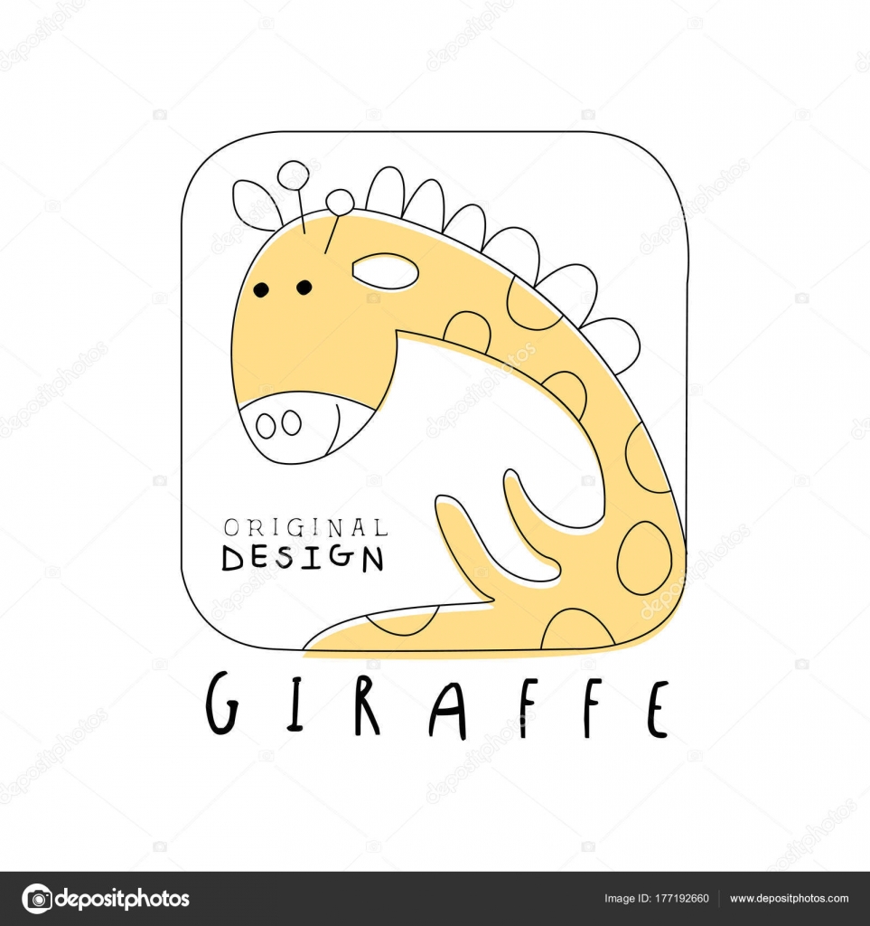 キリンのロゴのオリジナル デザイン、かわいい面白い動物バッジの簡単
