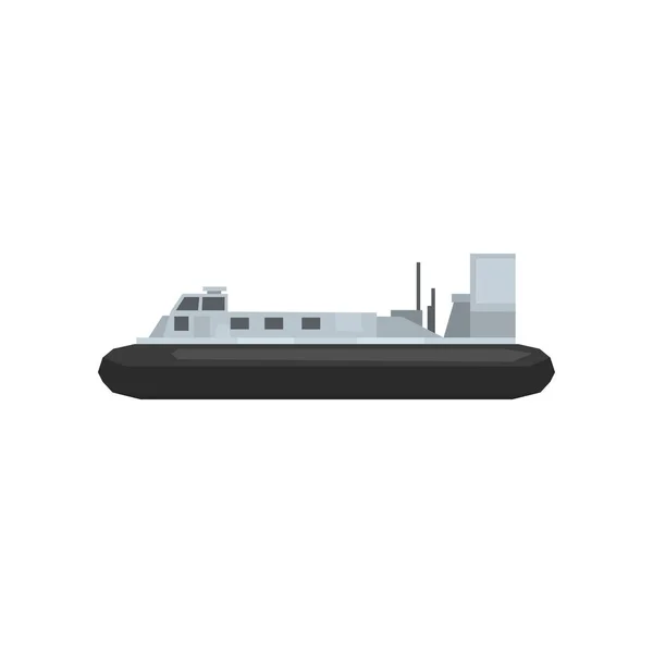 卡通海军战舰。航海船图标。大型水运。网站, 移动游戏或信息的图形元素。平面矢量设计 — 图库矢量图片