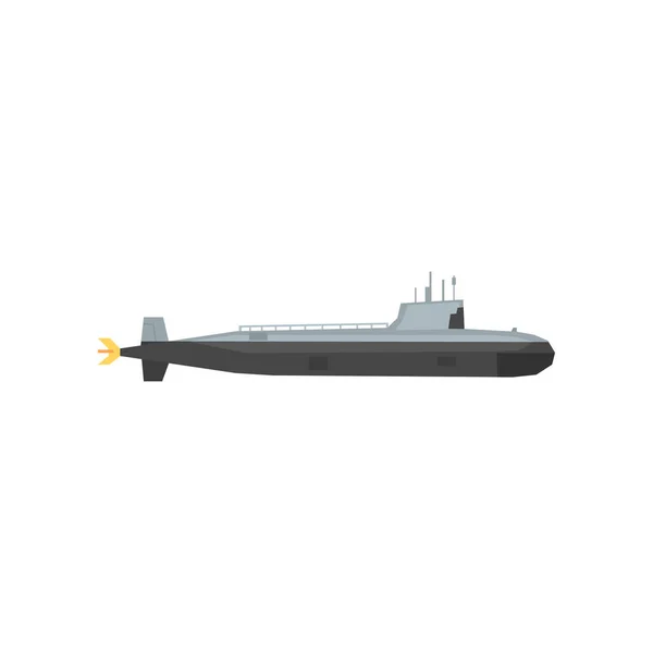 海军潜艇图标。水下军事运输。陆军海运船。网站, 移动游戏或信息海报的图形元素。平面矢量设计 — 图库矢量图片