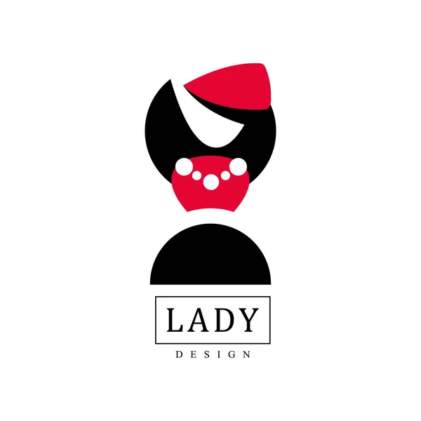 Lady designu, módy, kosmetický salon, studio nebo boutique logo šablona, módní plakát, štítek, banner vektorové ilustrace — Stockový vektor