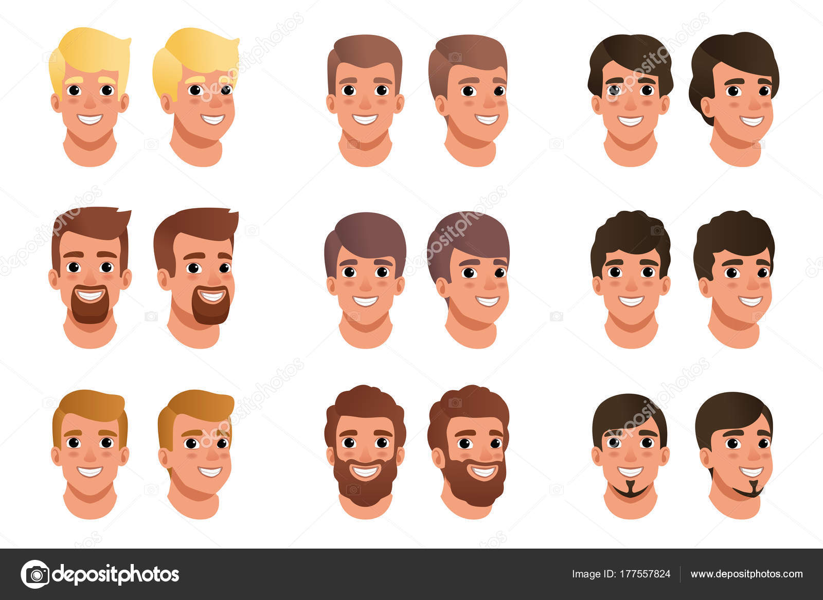 Pictures Hair Colors Man Cartoon Set Of Men Avatars With