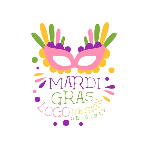 Karneval nebo Maškarní téma pro Mardi Gras holiday logo Originální design. Masopustní úterý. Vektor na bílém — Stockový vektor