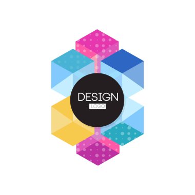 Tasarım logo şablonu, renkli abctract rozet şirket kimlik, iş logo vektör çizim için