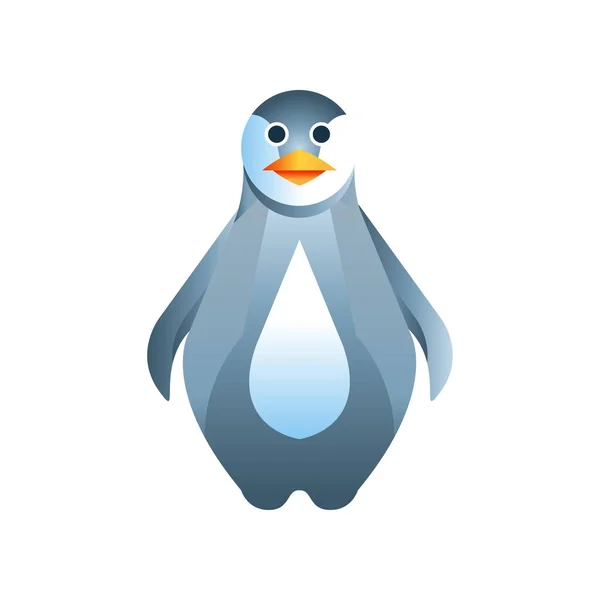 Penguin bird, stylized geometric animal low poly design vector Illustration — Stock Vector