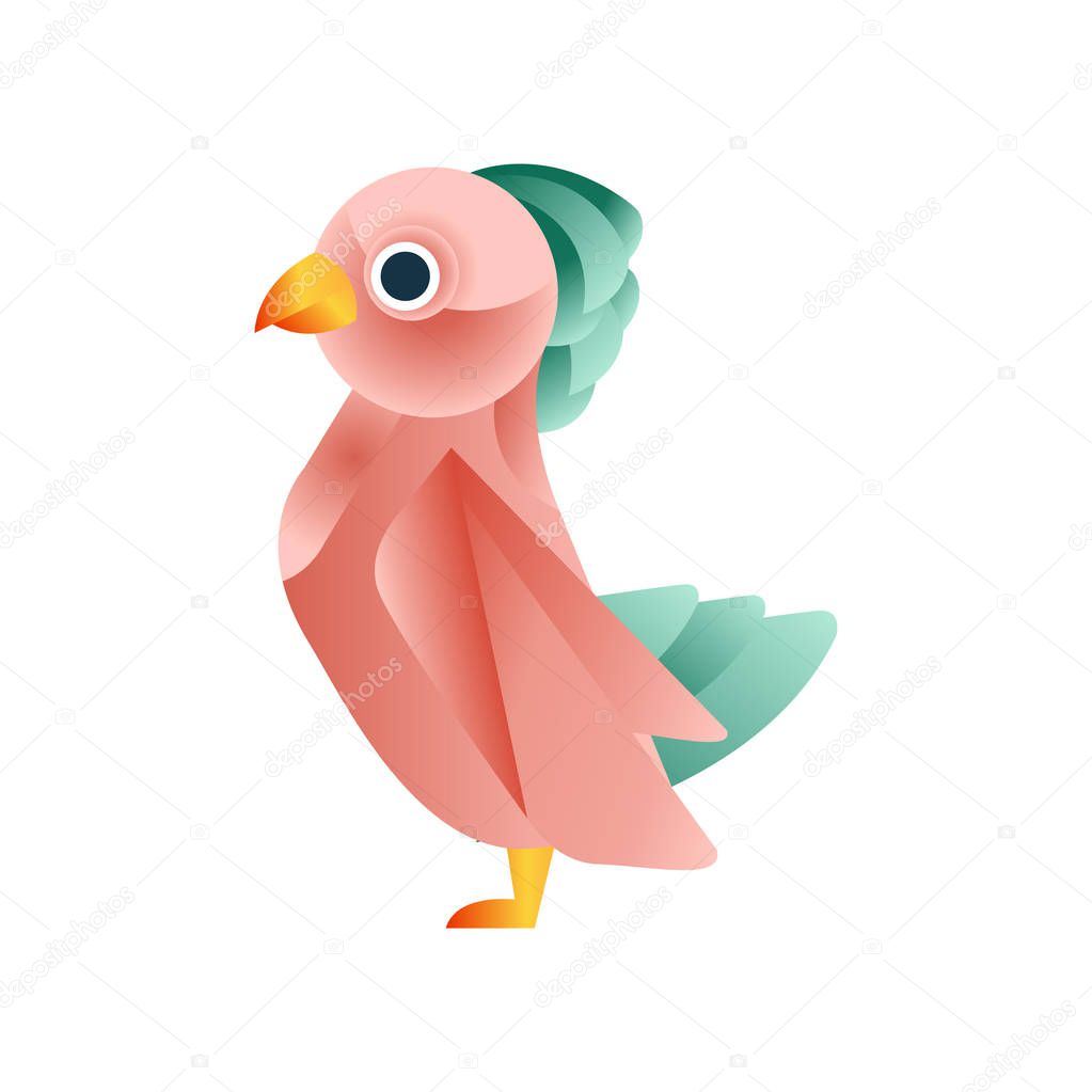 Colorful tropical bird, stylized geometric animal low poly design vector Illustration