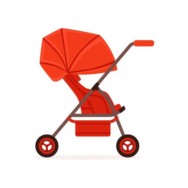 Red baby carriage, safe handle transportation of children vector Illustration — Stock Vector