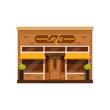Cafe cephe, vitrin ile bina Restoran illüstrasyon vektör