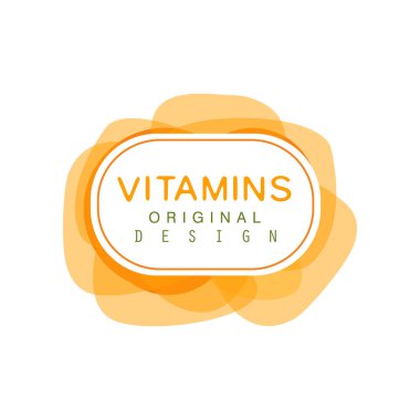 Vitaminler logo özgün tasarımı, eczane etiket vektör çizim