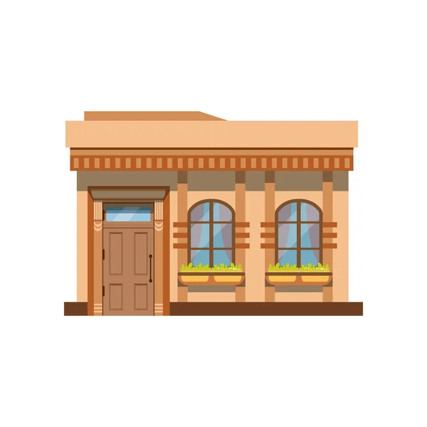 Cafe shop or restaurant facade, front view of store vector Illustration — Stock Vector