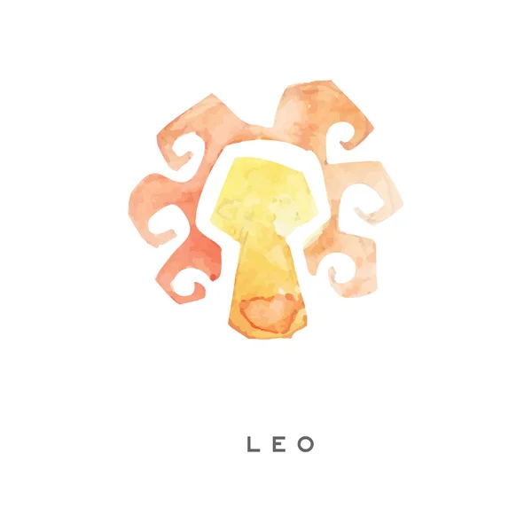 Signe du zodiaque Leo, partie de l'illustration vectorielle aquarelle du système zodiacal isolé sur un fond blanc — Image vectorielle