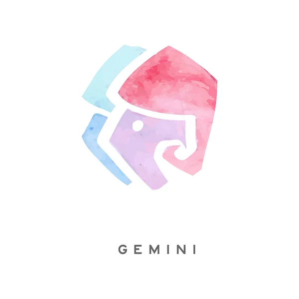 Gemini Tierkreiszeichen, Teil des Tierkreissystems Aquarell Vektor Illustration isoliert auf weißem Hintergrund — Stockvektor