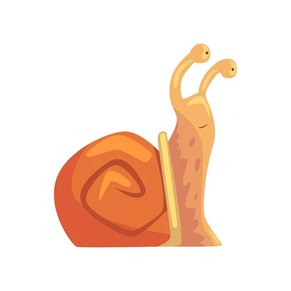Lindo caracol divertido, personaje de molusco cómico vector de dibujos animados Ilustración — Archivo Imágenes Vectoriales