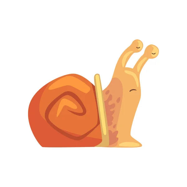 Caracol divertido dormitar, lindo personaje de molusco cómico vector de dibujos animados Ilustración — Vector de stock