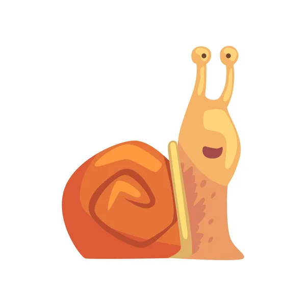 滑稽的蜗牛漫画软体动物人物卡通矢量插图 — 图库矢量图片