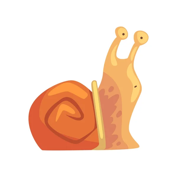 Lindo caracol divertido personaje de molusco cómico vector de dibujos animados Ilustración — Vector de stock