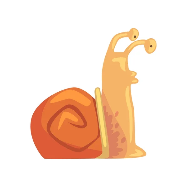 Caracol divertido silbido, lindo personaje de molusco cómico vector de dibujos animados Ilustración — Vector de stock