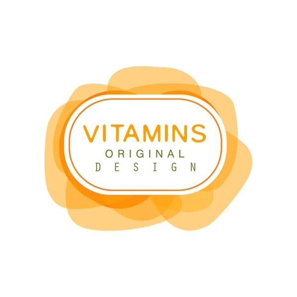 Logo Vitamine design originale, etichetta farmacia vettore Illustrazione — Vettoriale Stock