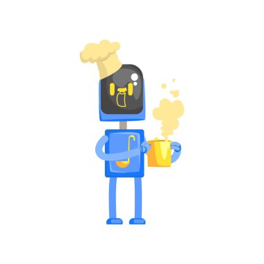 Robot Şef yemek karakter karikatür vektör çizim