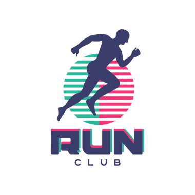 Club logo, amblem soyut çalışan adam siluet, Spor Kulübü, spor turnuva, rekabet, için etiket ile çalıştırmak maraton ve sağlıklı yaşam tarzı illüstrasyon vektör