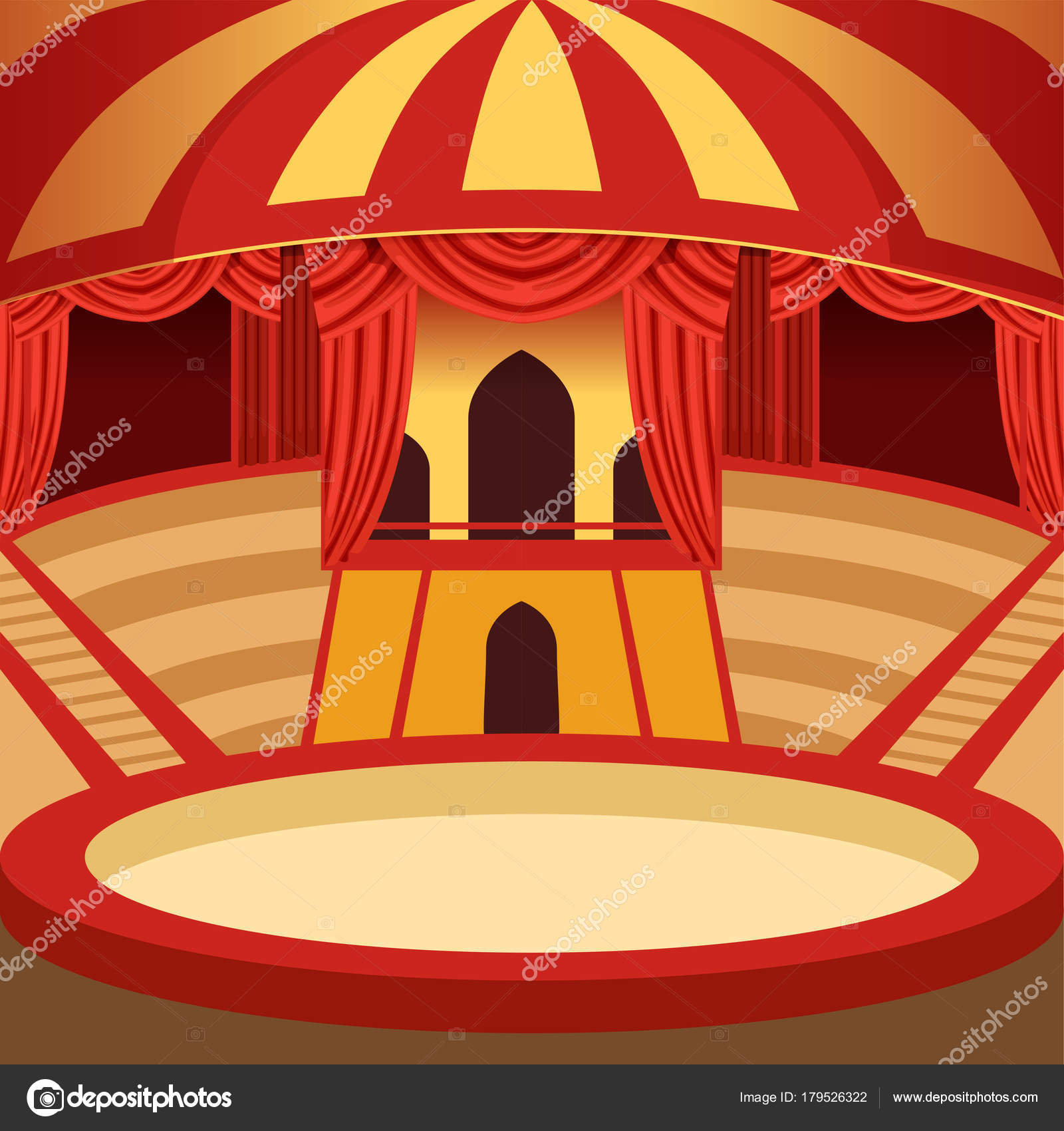 Circus Arena Cartoon Design Classic Stage With Yellow And