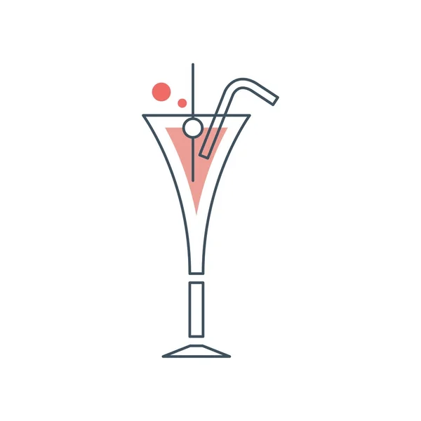 Glas kosmopolitischen Cocktails mit Trinkhalm. alkoholisches Getränk mit Wodka. Gestaltungselement für Logo, Einladungskarte oder Bar-Poster. Lineares Vektor-Symbol — Stockvektor