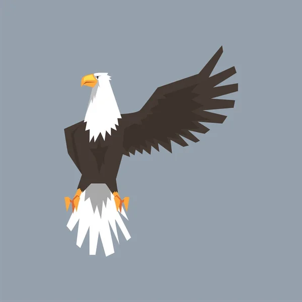North American Bald Eagle character raising one wing, symbol of freedom and independence vector illustration — Stock Vector