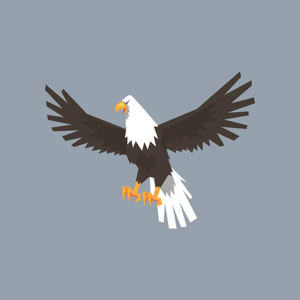 Aigle à tête blanche nord-américain, symbole à plumes de liberté et d'indépendance illustration vectorielle — Image vectorielle