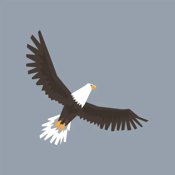 Caractère nord-américain du Pygargue à tête blanche volant dans le ciel, symbole de liberté et d'indépendance illustration vectorielle — Image vectorielle