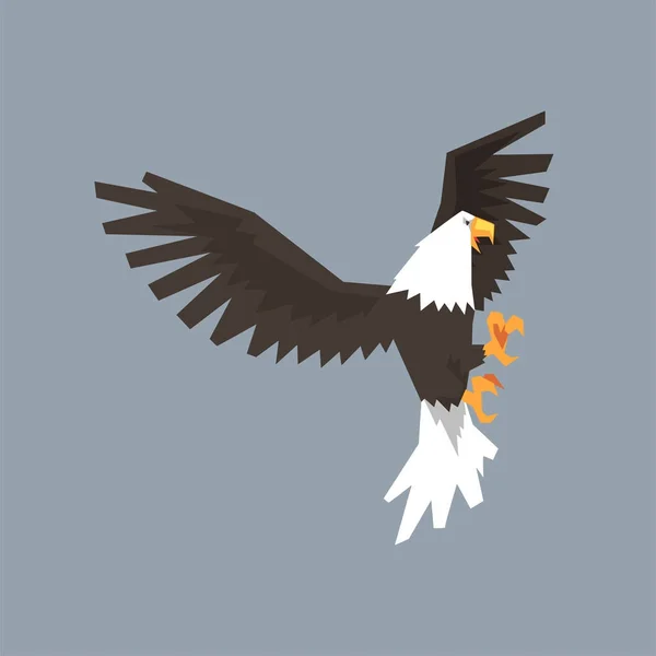 North American Bald Eagle personaggio con le ali tese, simbolo di libertà e indipendenza vettoriale illustrazione — Vettoriale Stock